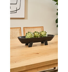 Black Mango Wood Footed Tray