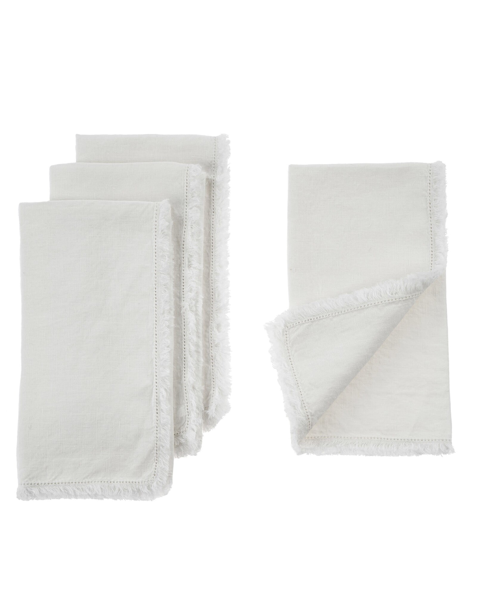 Fringe Linen Napkins S/4, White