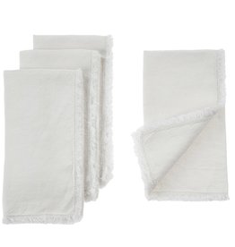 Fringe Linen Napkins S/4, White