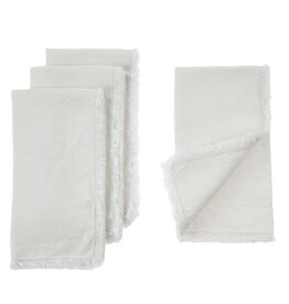 Fringe Linen Napkins S/4, White