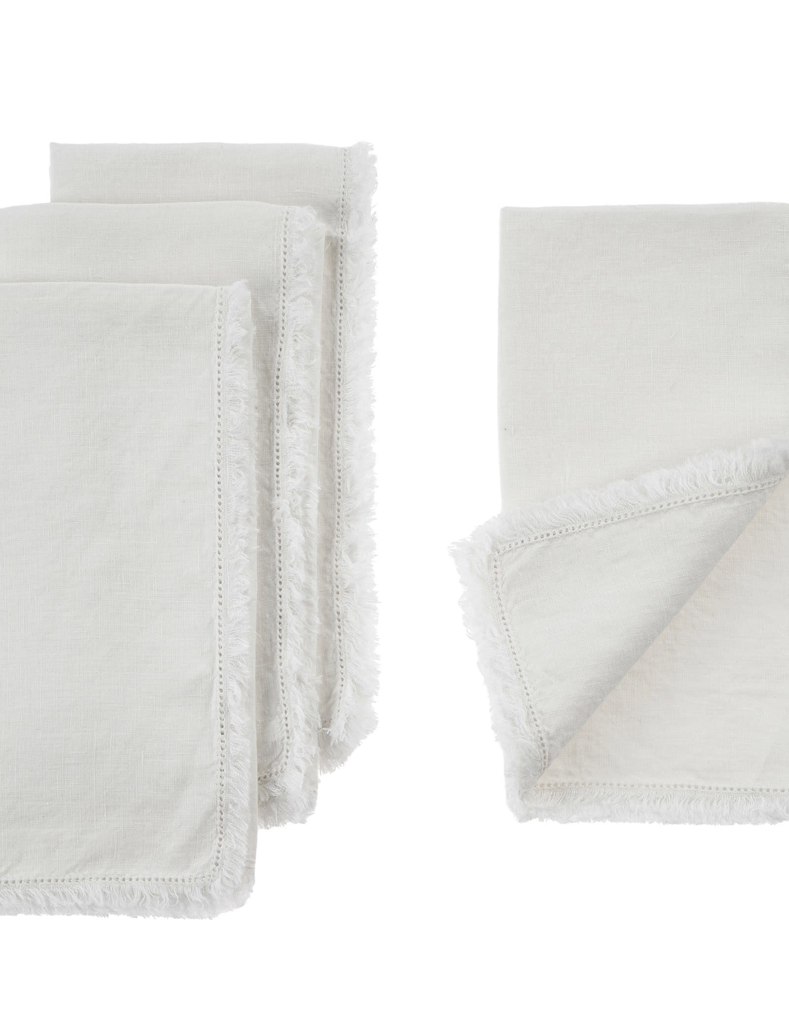 Fringe Linen Napkins S/4, White