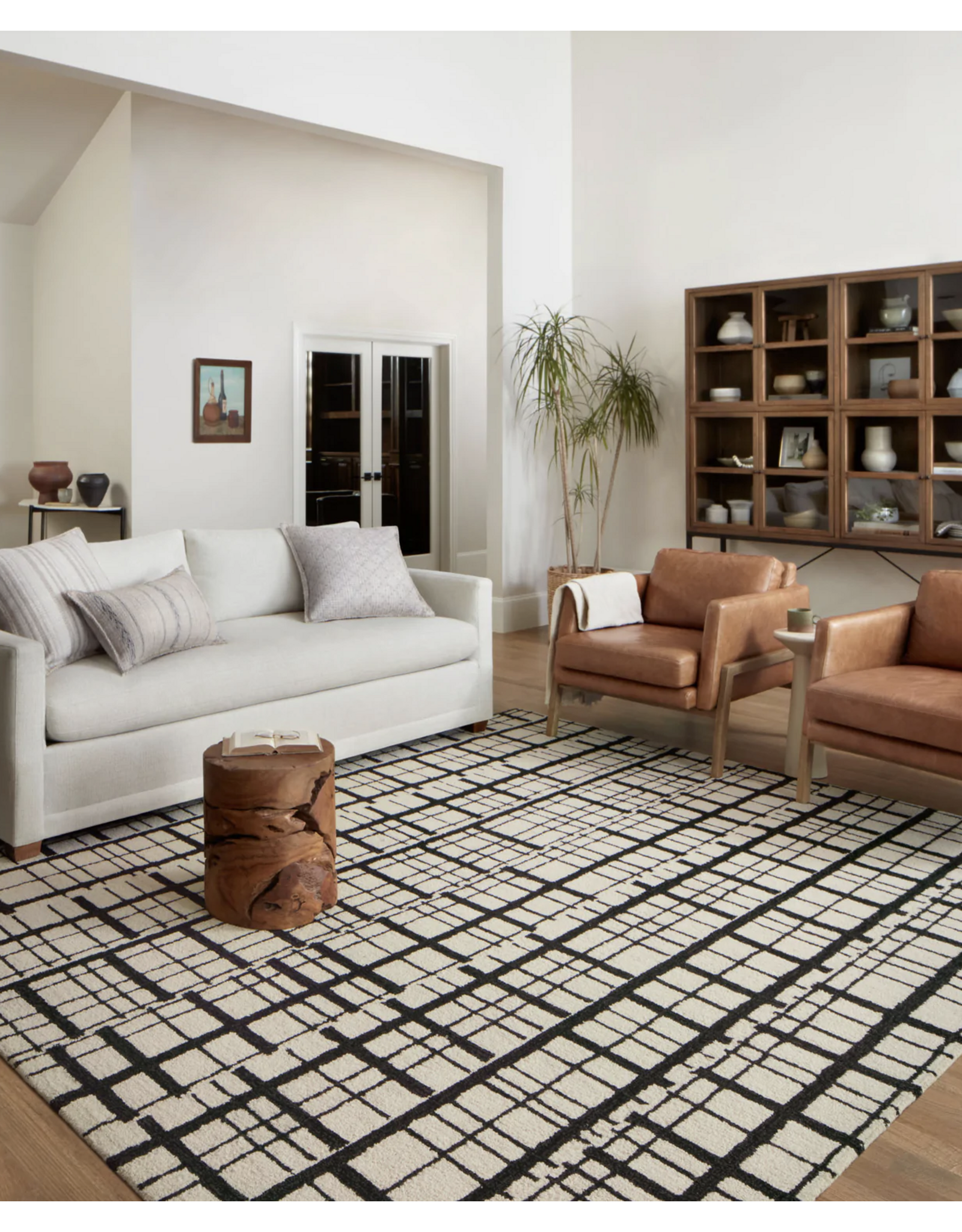 Chris Loves Julia x Loloi Polly Rug POL-02 - Black / Ivory