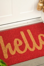 Script Hello Doormat, Red 24" x 36"