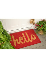 Script Hello Doormat, Red 24" x 36"