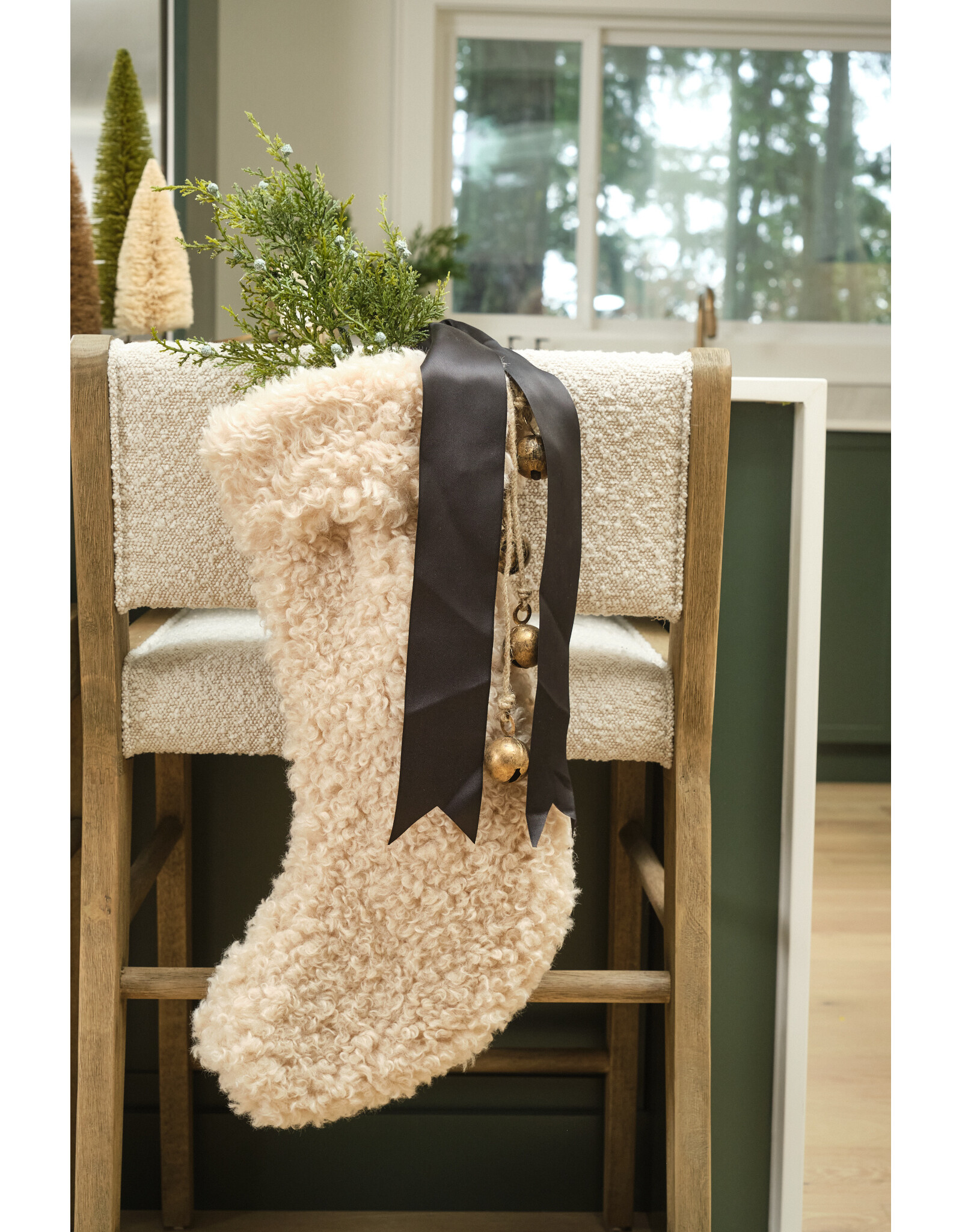 Sherpa Fabric Stocking, Tan Color