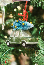 Glass Car with Tree Ornament