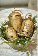 Metal Bell on Jute Rope with Star Cut-Outs