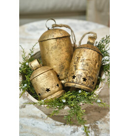 Metal Bell on Jute Rope with Star Cut-Outs