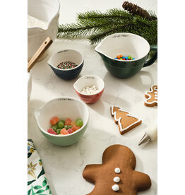 Stoneware Batter Bowl Measuring Cups, Multi Color, S/4