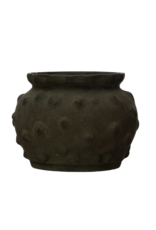 Black Terracotta Vase with Raised Dots