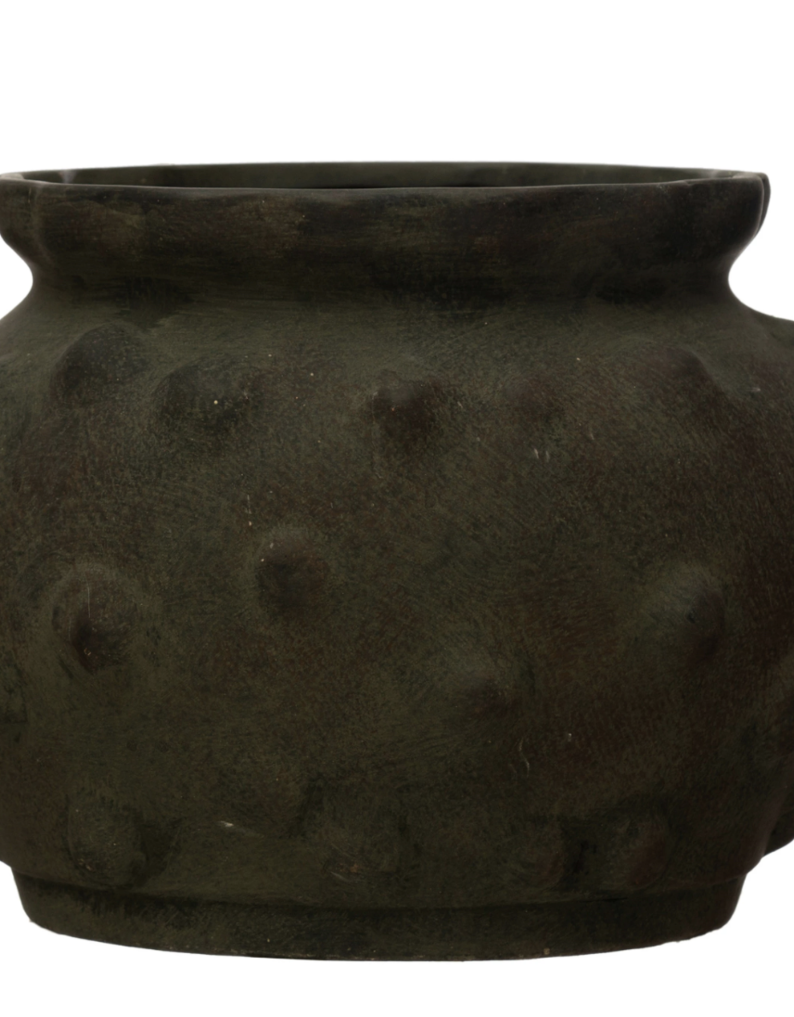 Black Terracotta Vase with Raised Dots