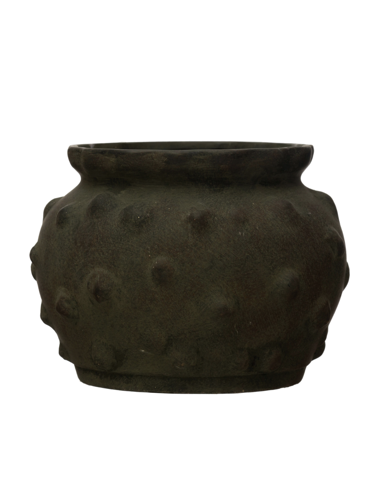 Black Terracotta Vase with Raised Dots