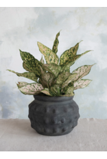 Black Terracotta Vase with Raised Dots