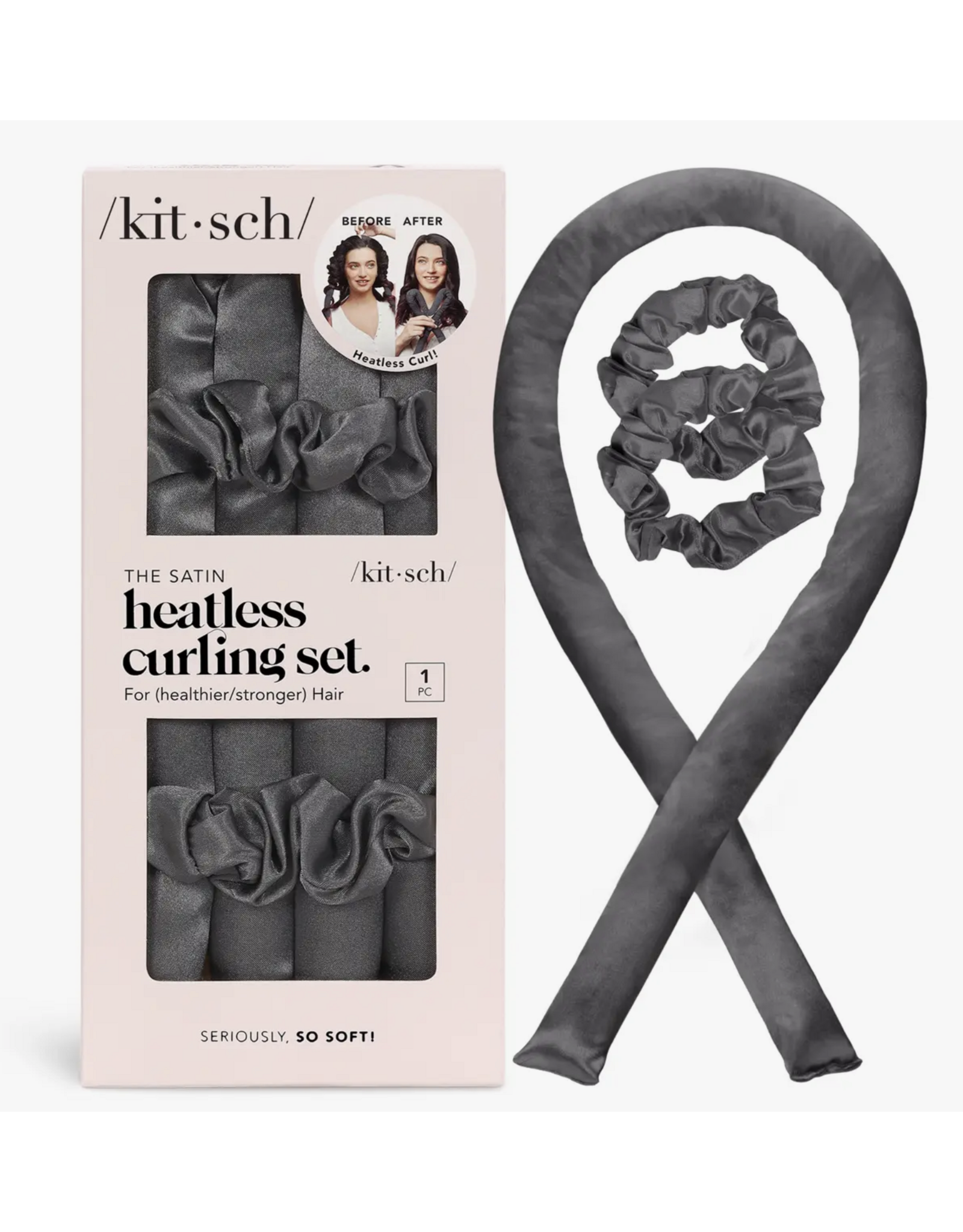 Satin Heatless Curling Set - Charcoal