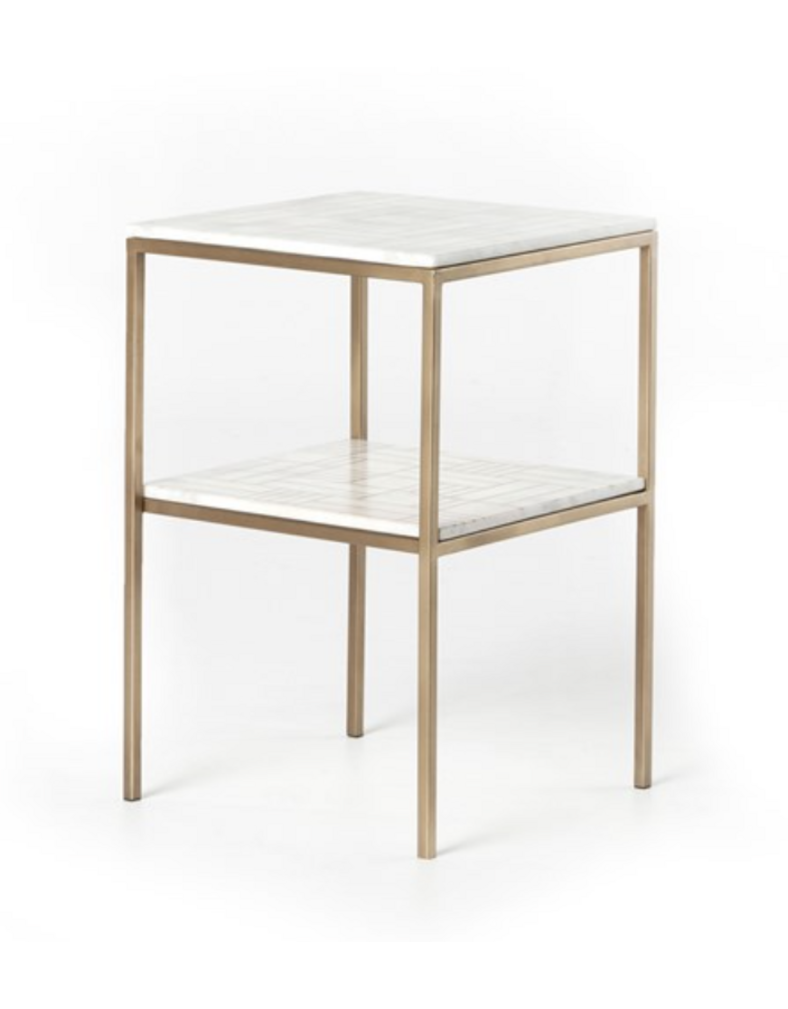 Piet Printed Marble Nightstand in Antique Brass