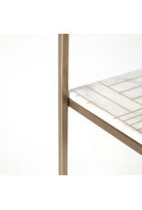 Piet Printed Marble Nightstand in Antique Brass