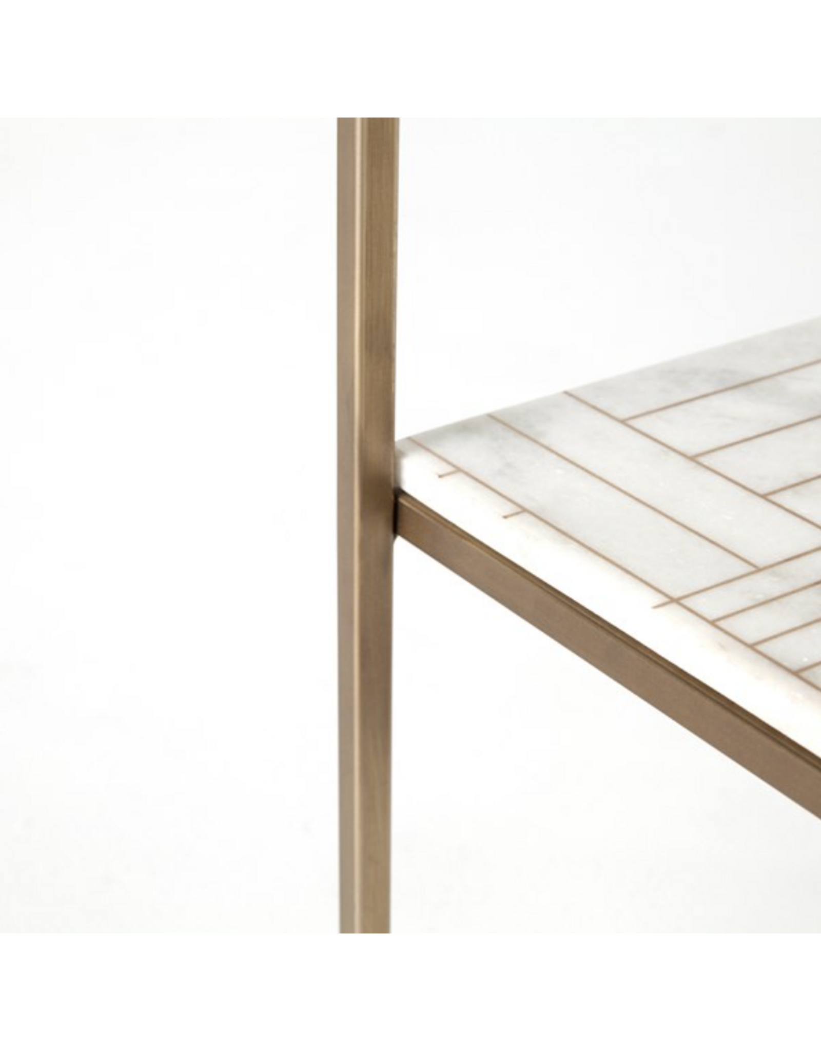 Piet Printed Marble Nightstand in Antique Brass