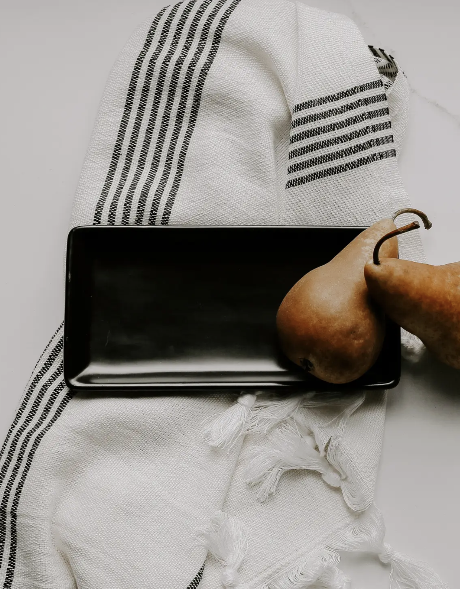 Black Stoneware Tray, Matte