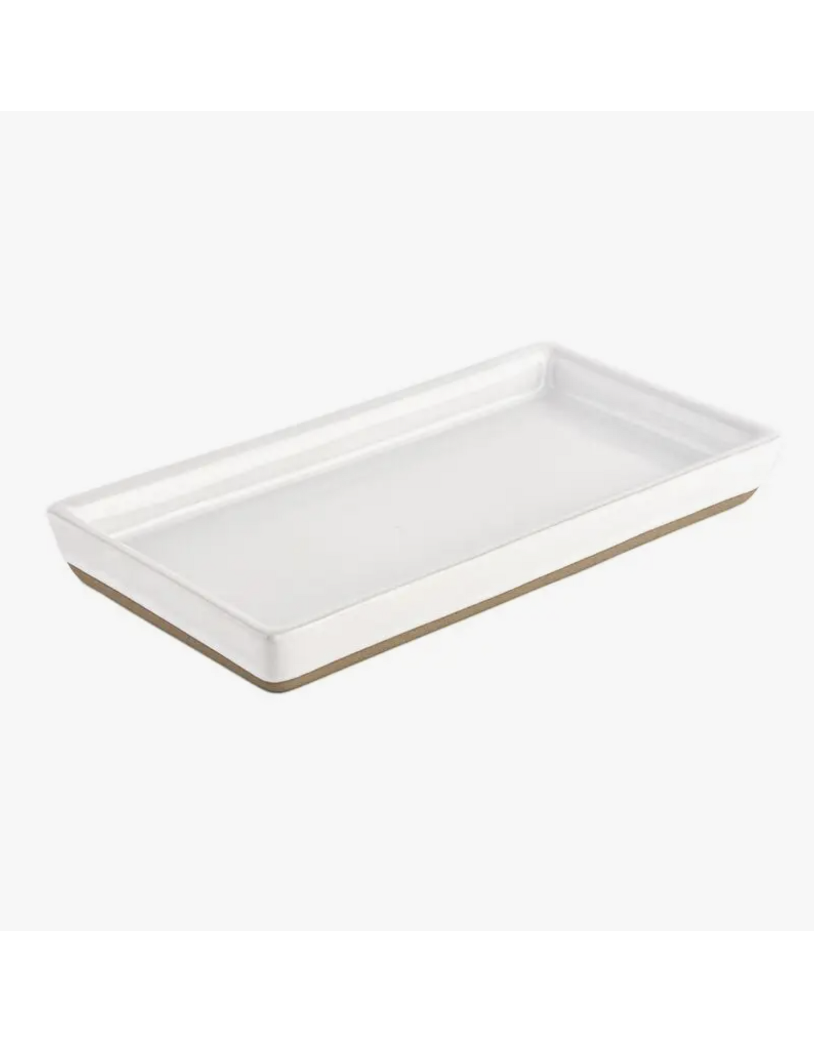 White Stoneware Tray, Glossy White
