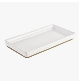 White Stoneware Tray, Glossy White