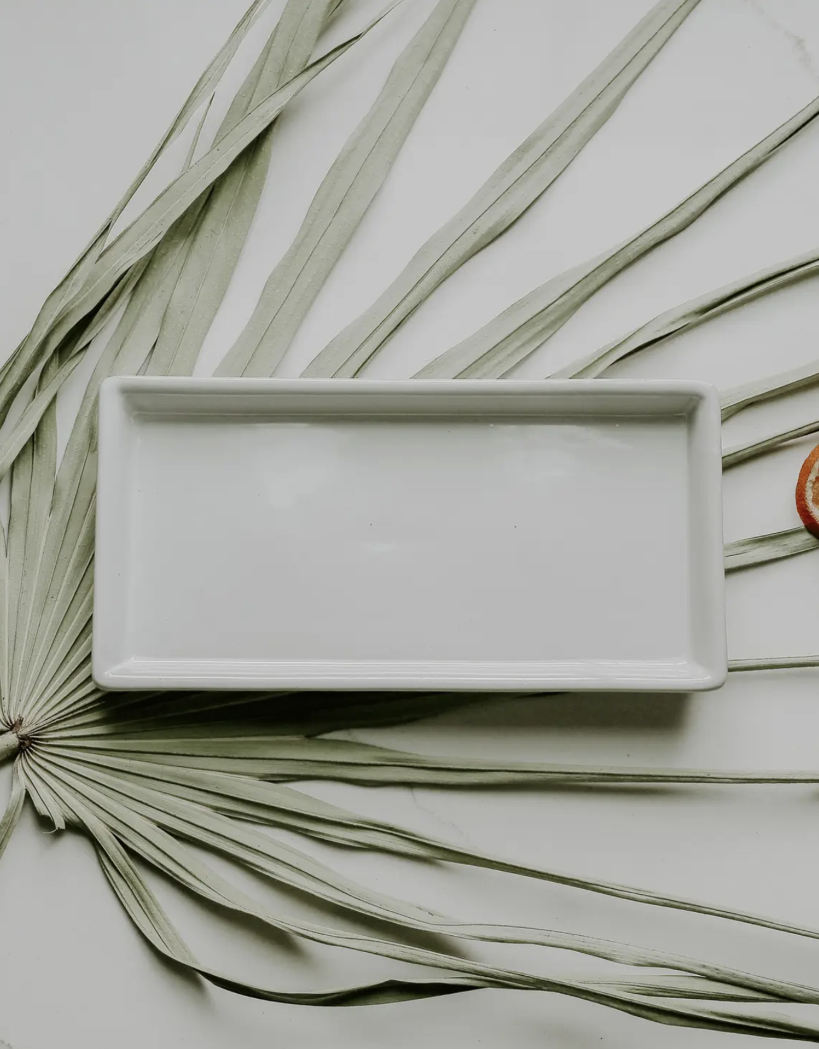 White Stoneware Tray, Glossy White