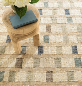 Mosaic Blue Handwoven Jute Rug