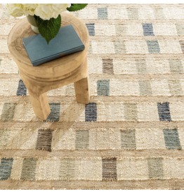 Mosaic Blue Handwoven Jute Rug