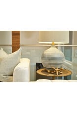 Ceramic Textured Table Lamp w/ Natural Linen Shade