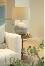 Ceramic Textured Table Lamp w/ Natural Linen Shade