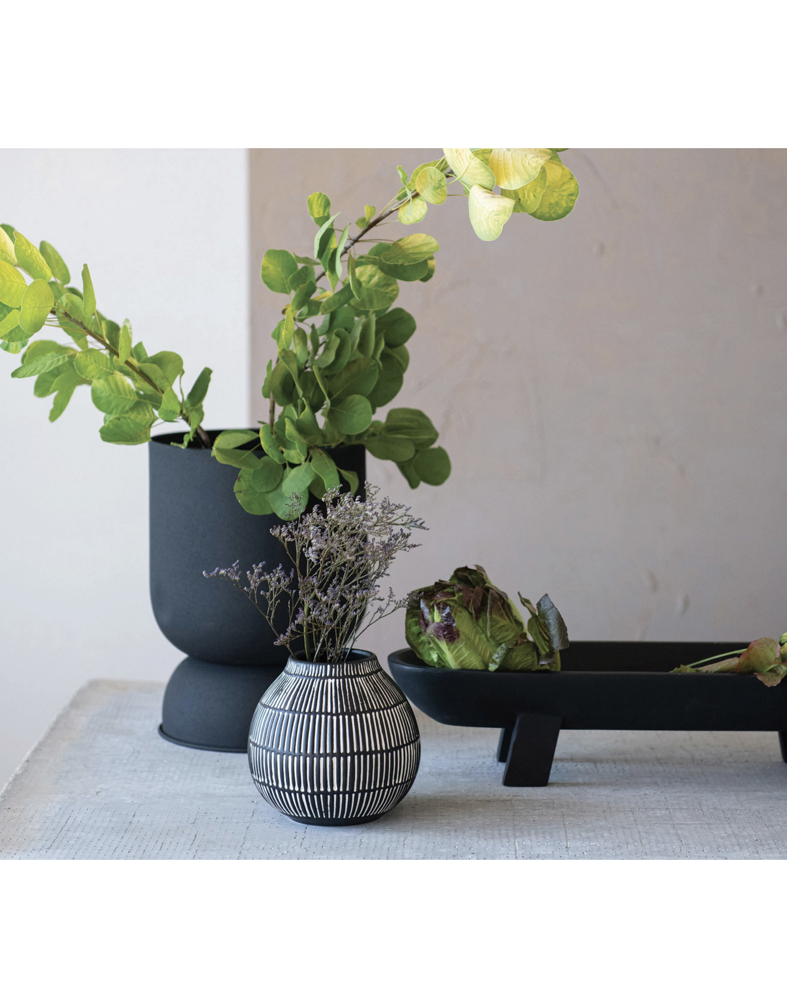 Debossed Stoneware Vase