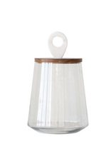 Glass Jar with Wood and Marble Lid