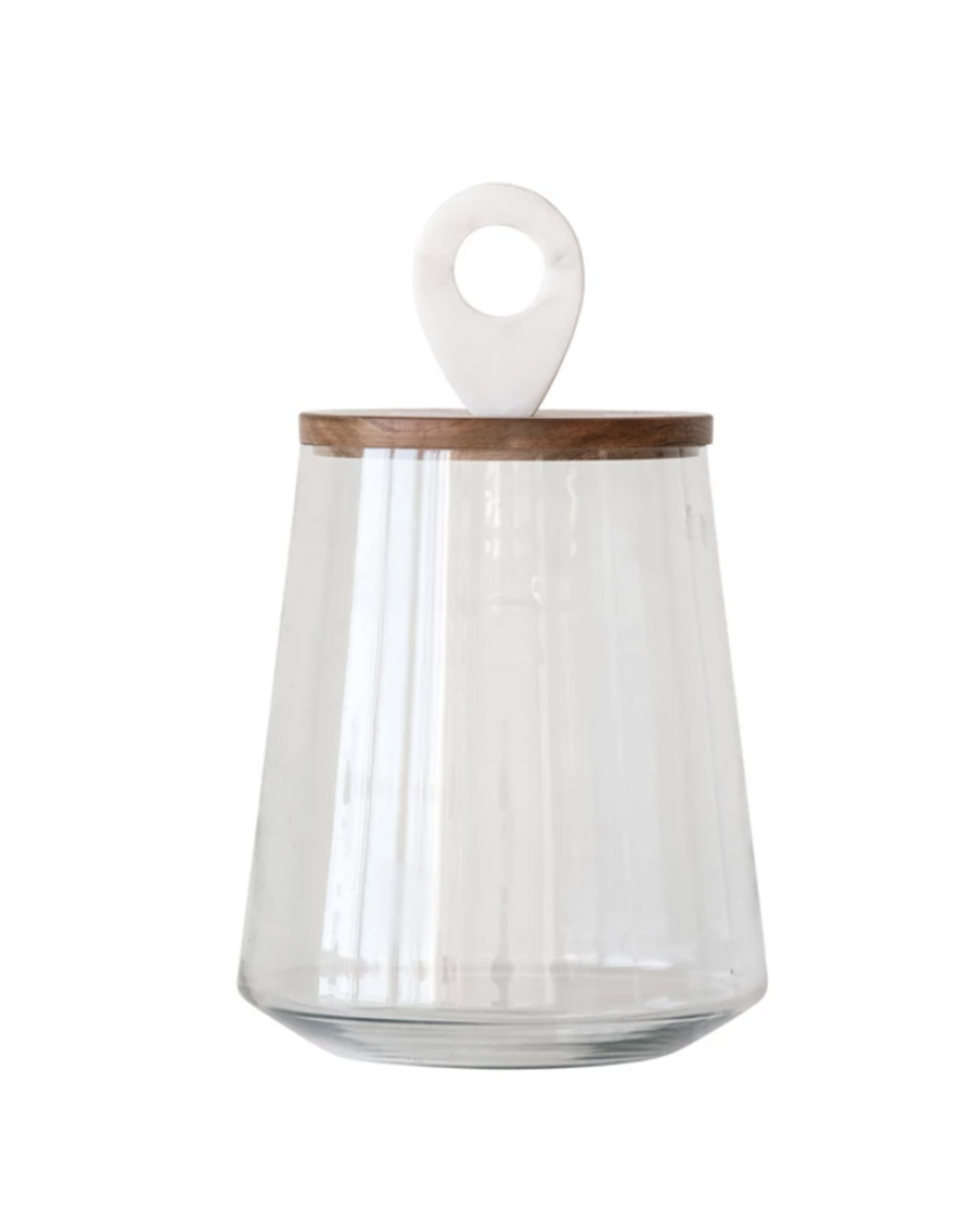 Glass Jar with Wood and Marble Lid