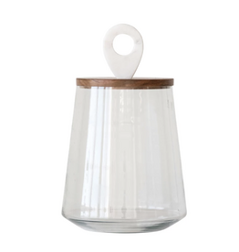 Glass Jar with Wood and Marble Lid