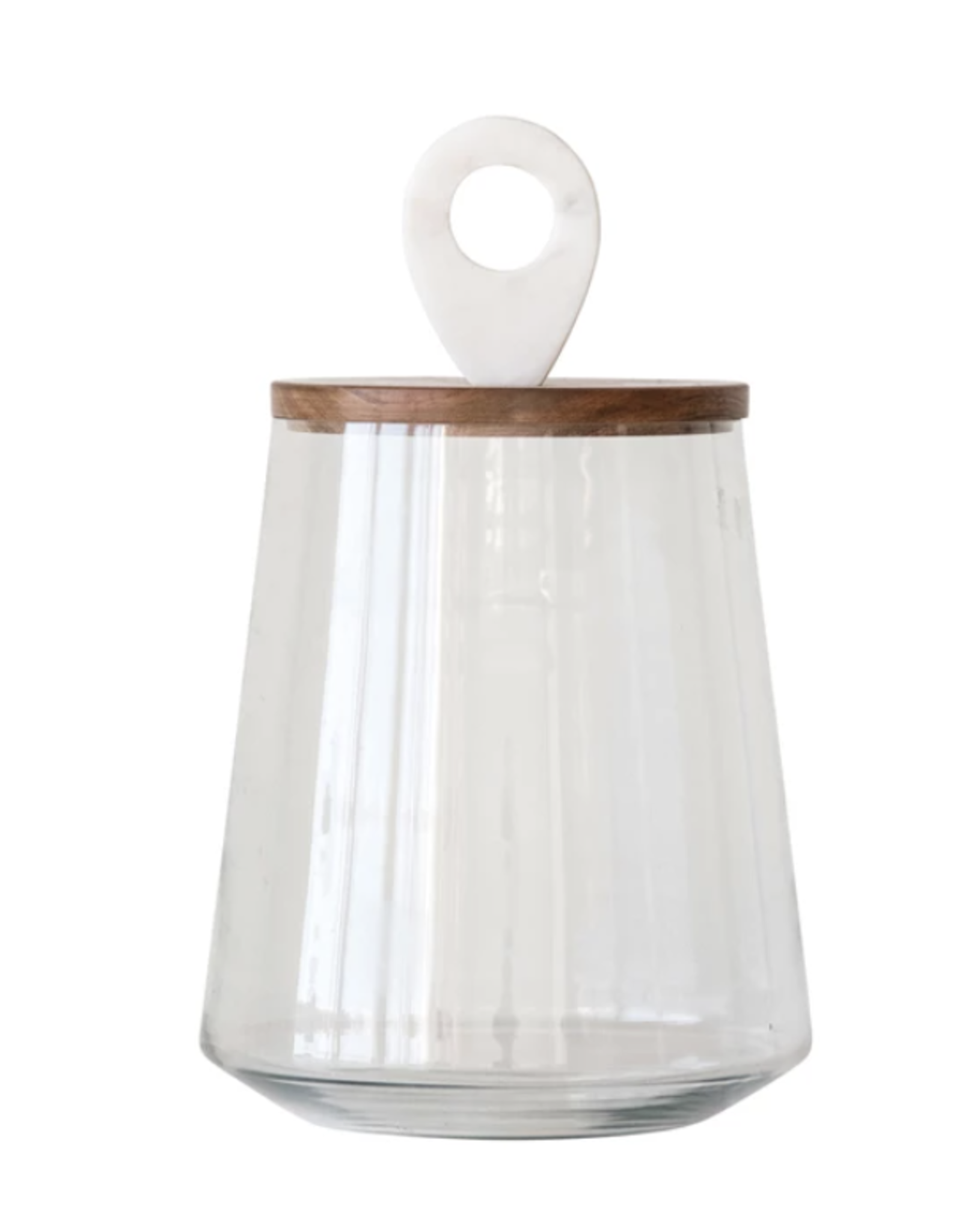 Glass Jar with Wood and Marble Lid