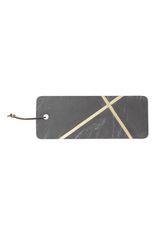 Marble Cutting Board with Brass Inlay, Leather Tie