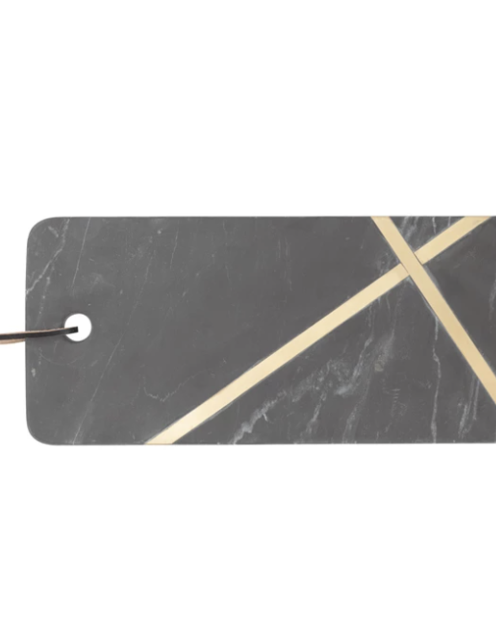 Marble Cutting Board with Brass Inlay, Leather Tie