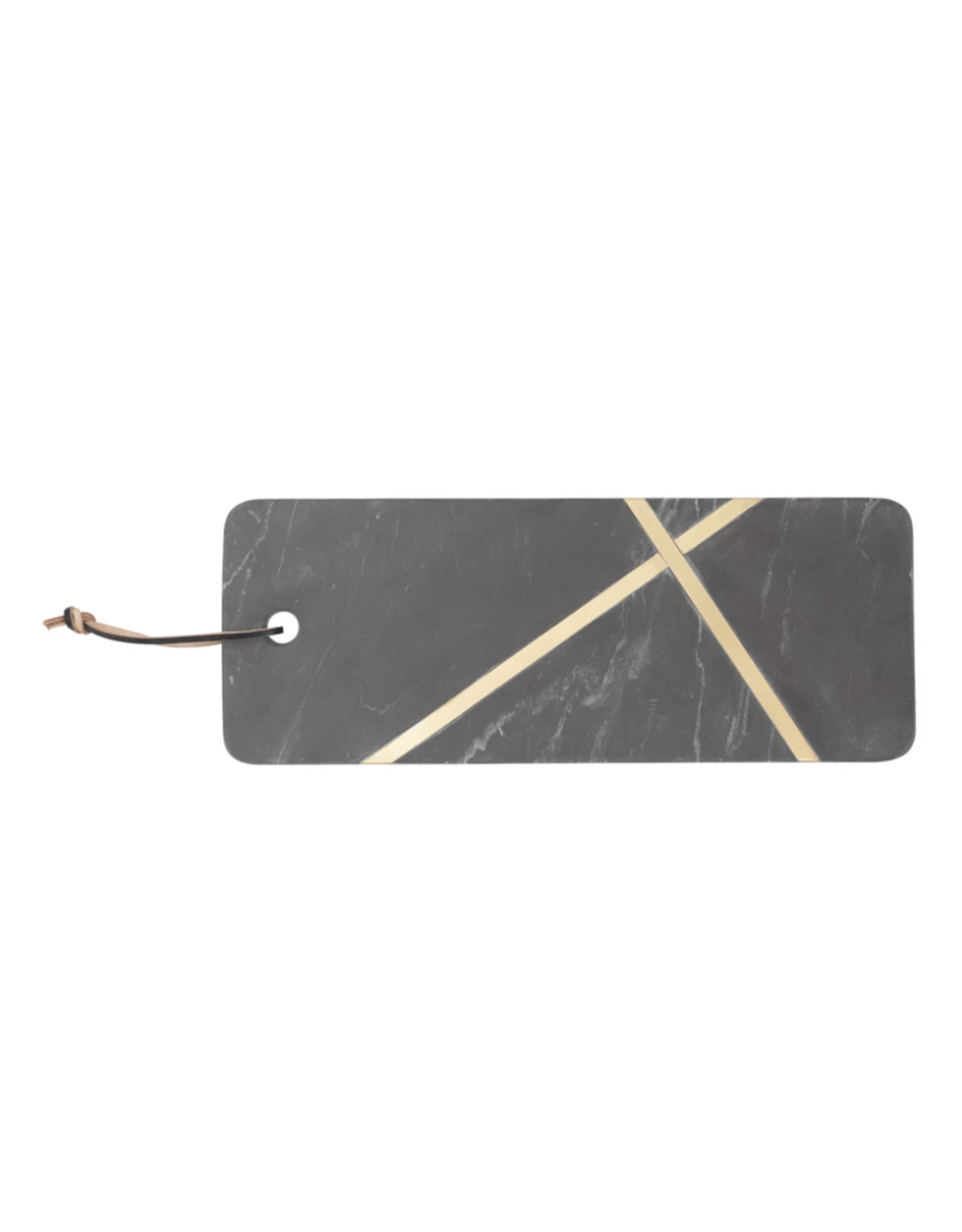 Marble Cutting Board with Brass Inlay, Leather Tie
