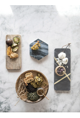 Marble Cutting Board with Brass Inlay, Leather Tie