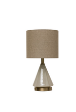 Glass Table Lamp with Linen Shade