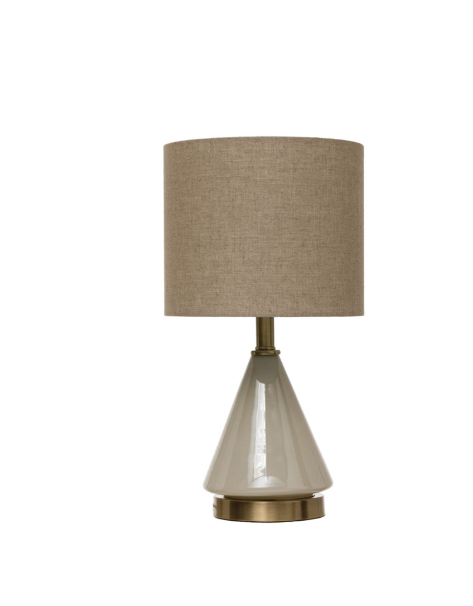 Glass Table Lamp with Linen Shade