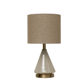 Glass Table Lamp with Linen Shade