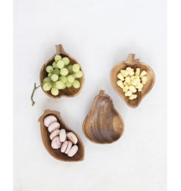 Hand-Carved Acacia Wood Fruit/Vegetable Shaped Bowl, 4 Styles