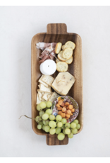 Hand-Carved Acacia Wood Tray with Handles