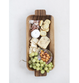 Hand-Carved Acacia Wood Tray with Handles