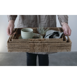 Hand-Woven Trays with Handles
