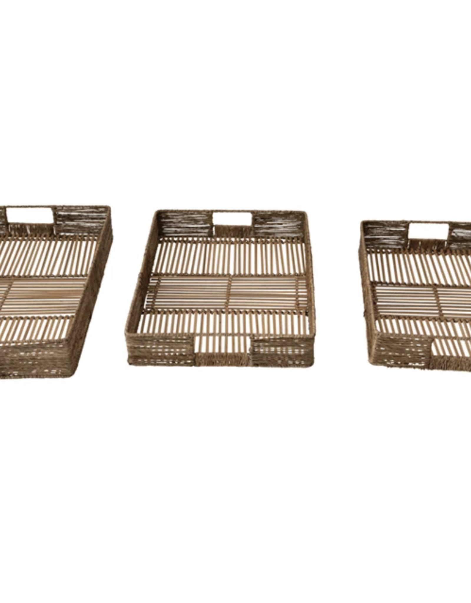 Hand-Woven Trays with Handles