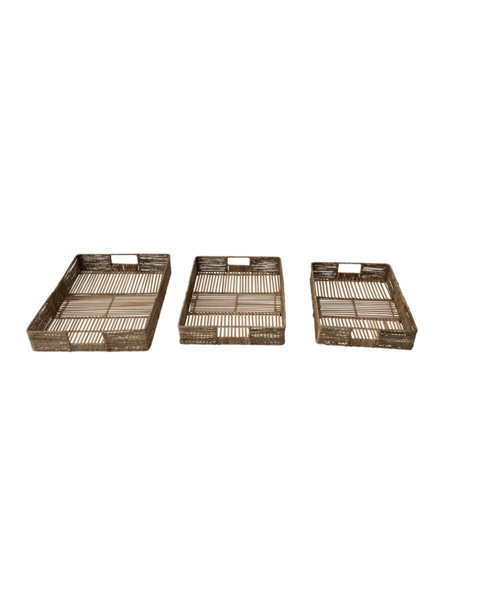 Hand-Woven Trays with Handles