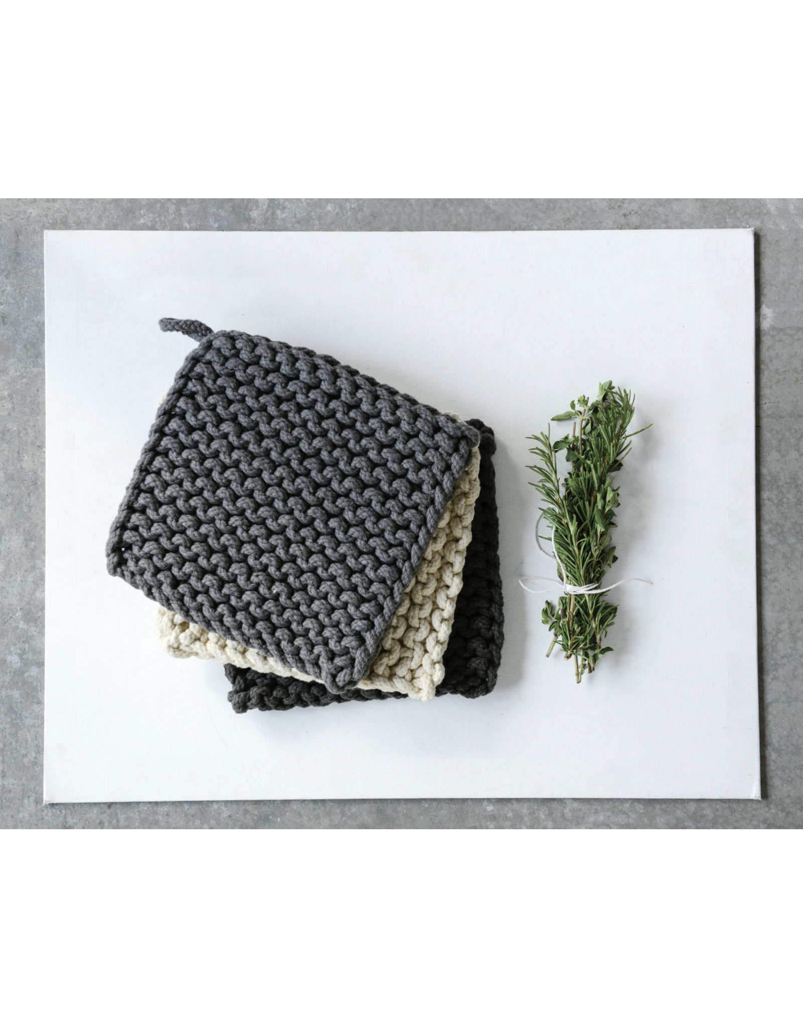 Cotton Crocheted Pot Holder, 3 Colours