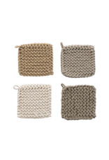 Cotton Crocheted Pot Holder, 4 Colors