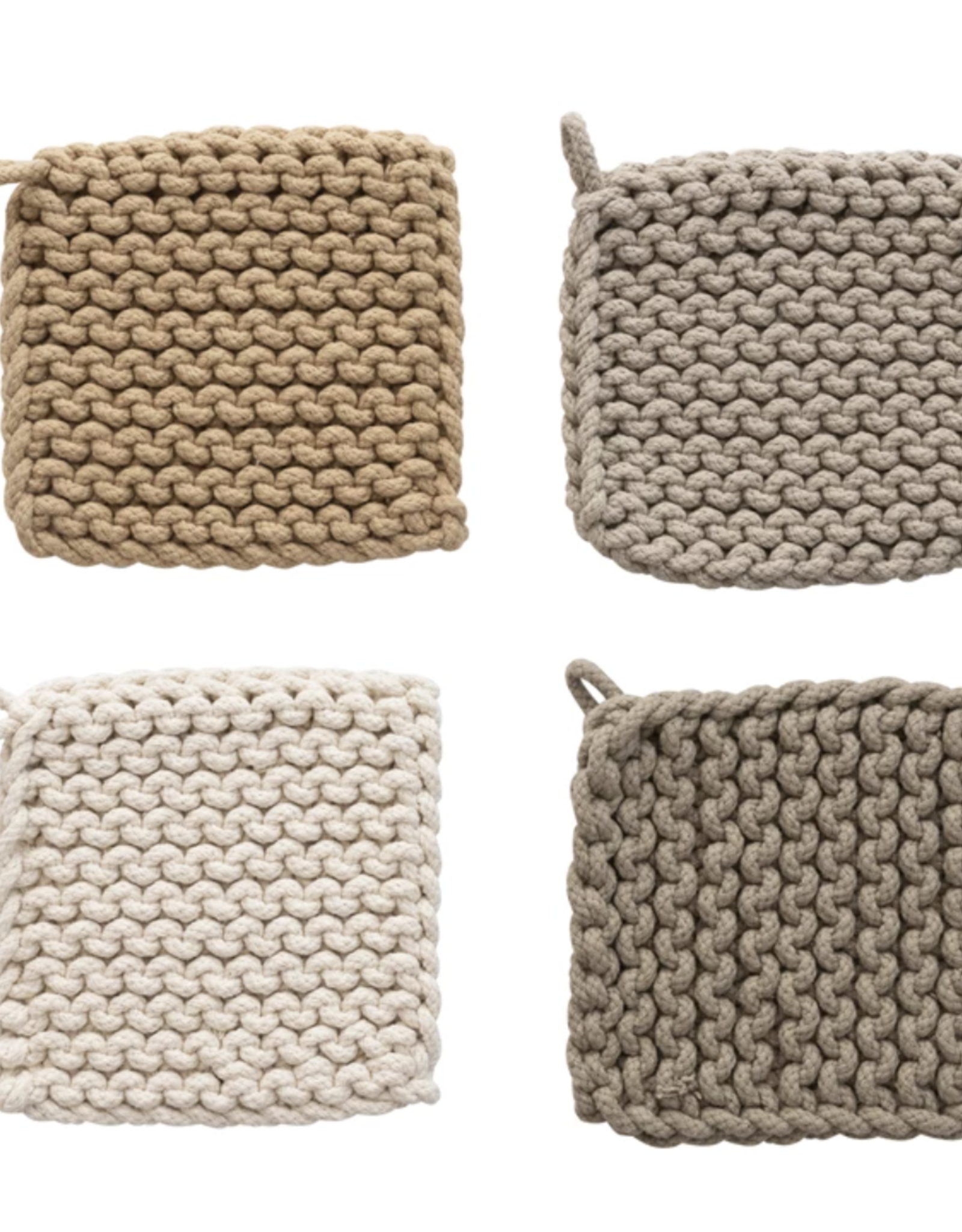 Cotton Crocheted Pot Holder, 4 Colors